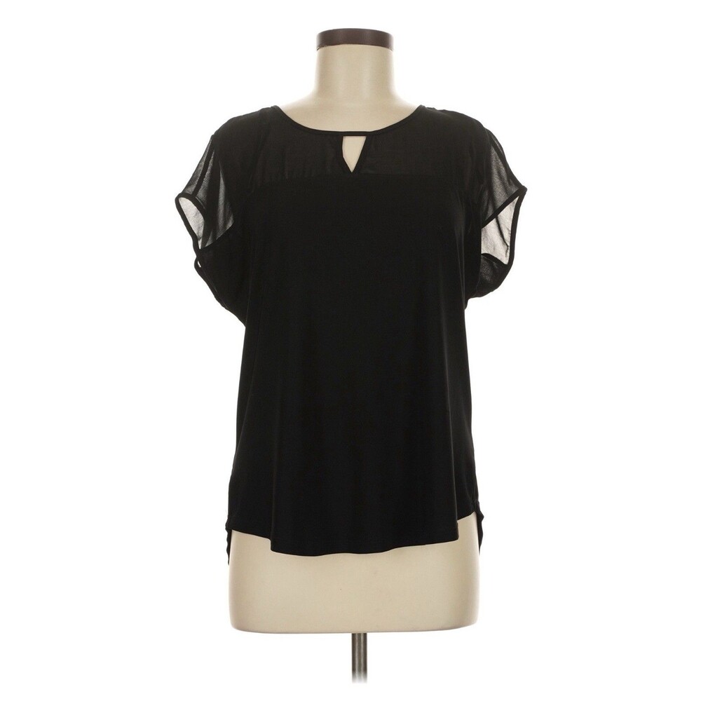 Women’s AUW Capped Sleeve Black Bouse Top - Size Small
